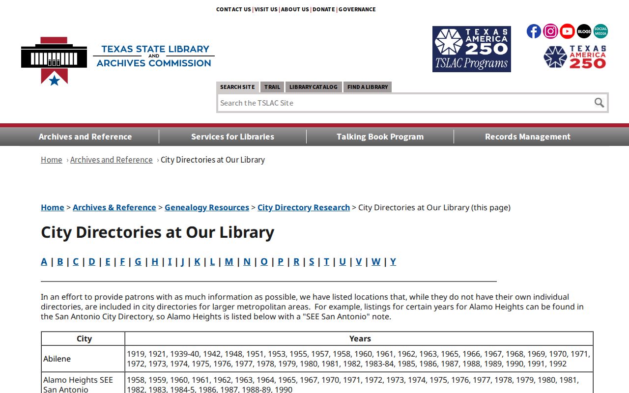 Pecan Grove city directory Texas State Library holdings page