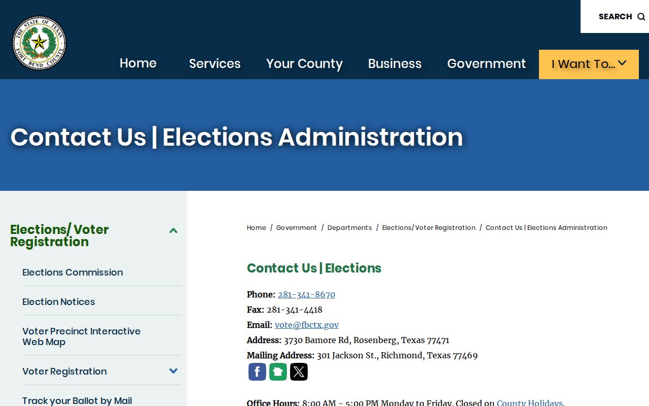 Pecan Grove residents directory Fort Bend Elections contact information