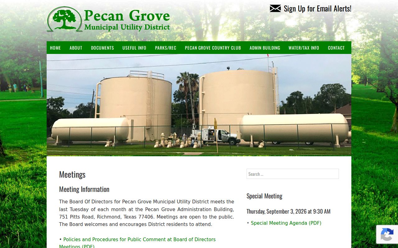 Pecan Grove neighbors MUD meetings and public records information