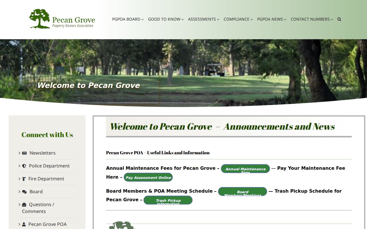 Pecan Grove neighbors POA covenant address search