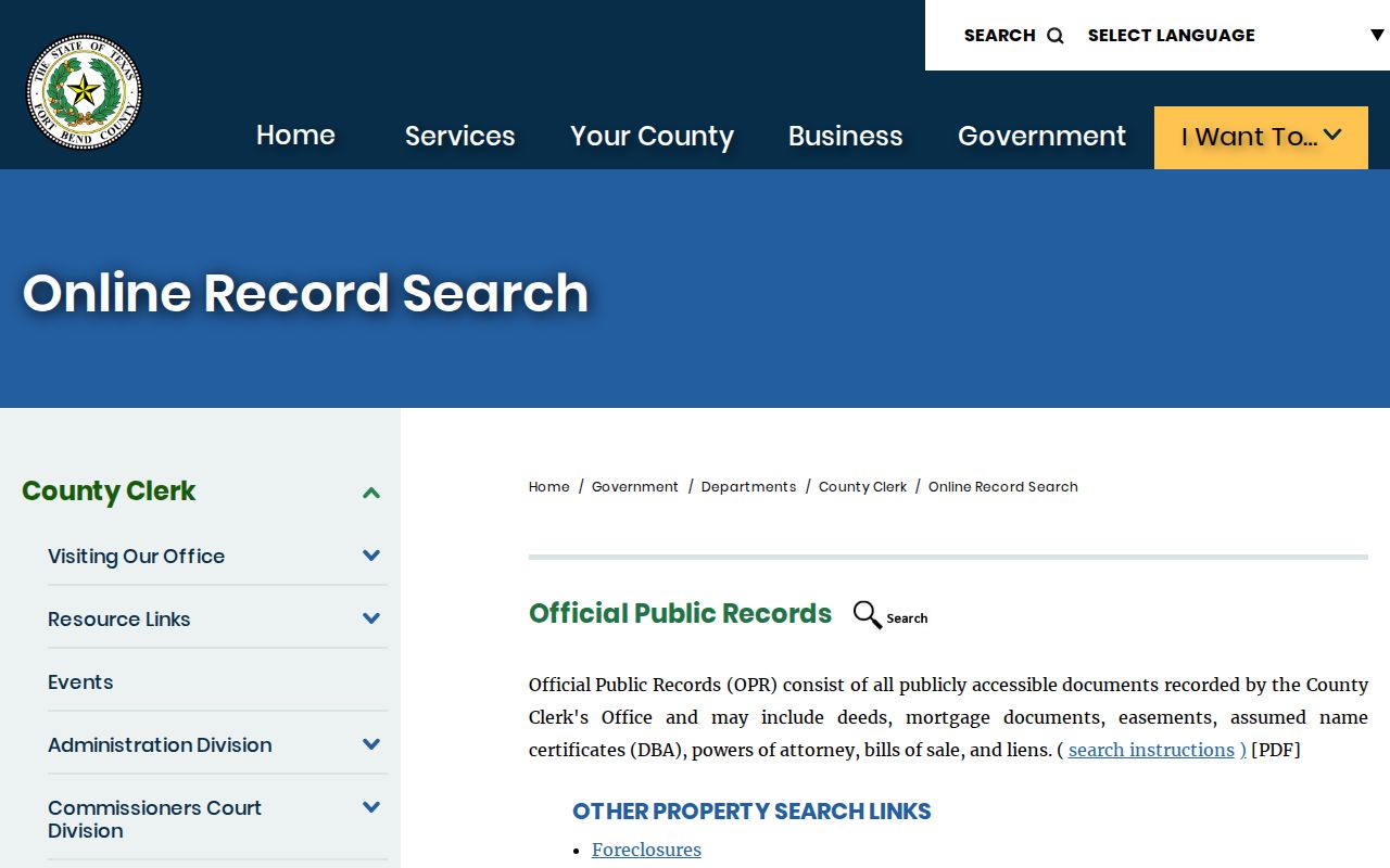 Pecan Grove previous residents source for County Clerk official public records and deed search