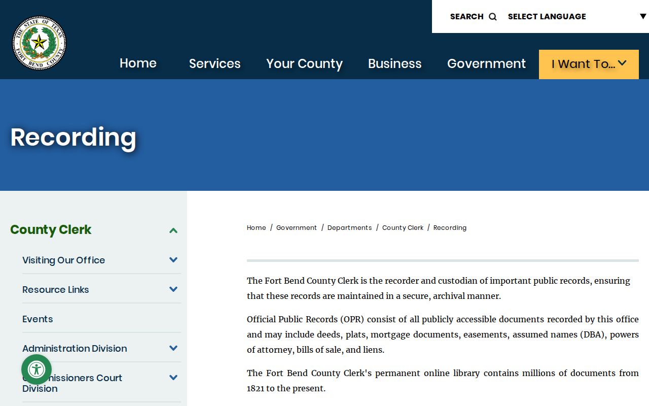 Pecan Grove street directory source for Fort Bend County recording and deed records
